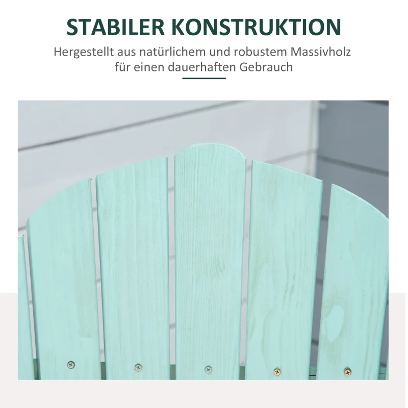 Outsunny Adirondack Stuhl Klappbar Adirondack Chair aus Holz Outdoor Gartenstuhl mit Fußstütze Hoher Rücken- und Armlehnen Balkonstuhl Gartensessel für Garten, Balkon 78 x 140 x 94cm Grün