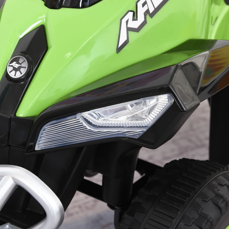 HOMCOM Cuatriciclo Infantil Tipo Quad Todoterreno con Luces Sonidos y Asiento Amplio para +18 Meses 67,5x38x44 cm Verde y Negro