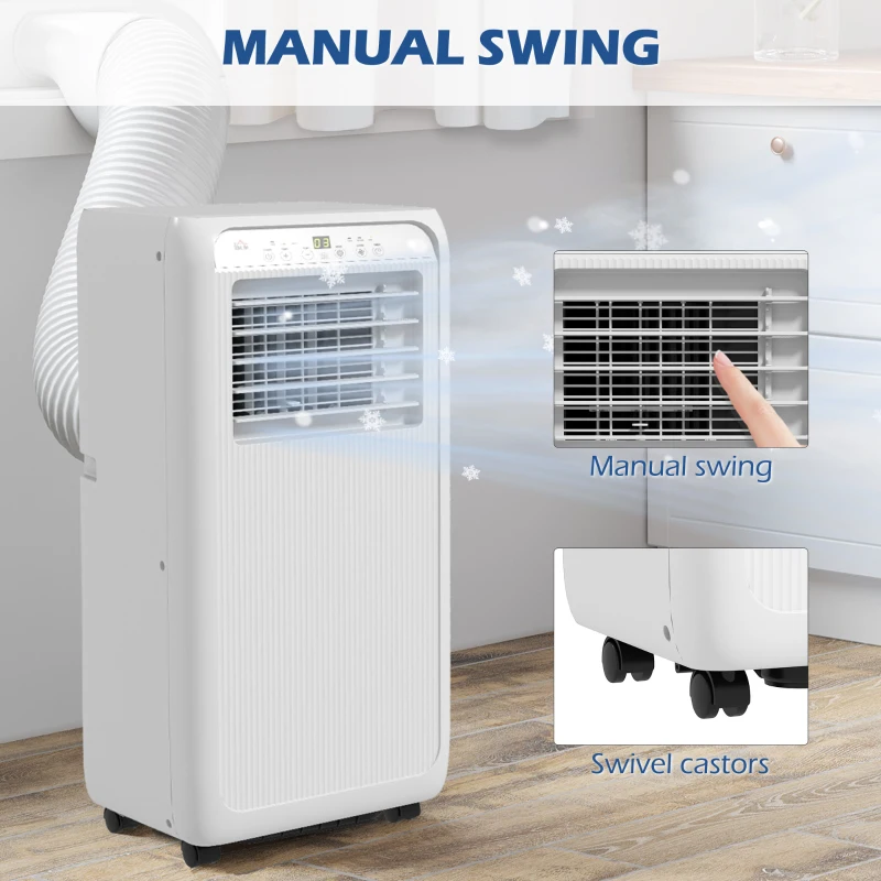 HOMCOM 9,000 BTU Mobile Air Conditioner for Room up to 28m², with Dehumidifier, 24H Timer, Wheels, Window Mount Kit