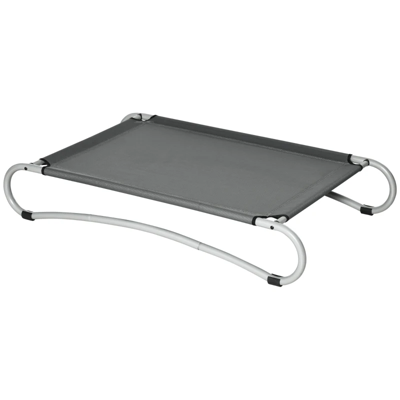 PawHut Cama Elevada para Perros Pequeños Medianos Cama para Mascotas con Tela de Malla Transpirable Marco Curvo de Acero para Interior Exterior 110x65x20 cm Gris