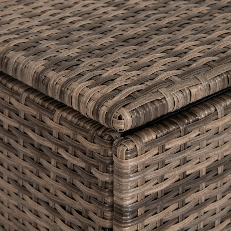 Outsunny Baule da Esterno in Rattan PE e Acciaio con Fodera Interna, 75x75x70 cm, Nero e color Sabbia