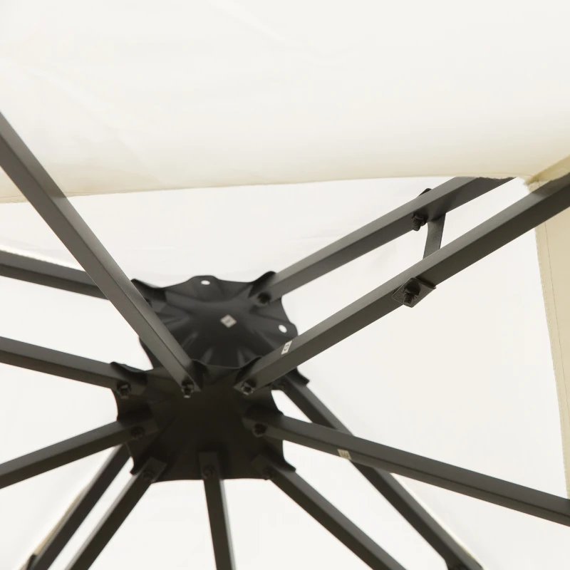 Outsunny Gartenpavillon mit Blatt-Design Pavillon 2,95 x 2,95 m stahlrahmen Doppeldach atmungsaktiv Partyzelt Festzelt Polyester Cremeweiß