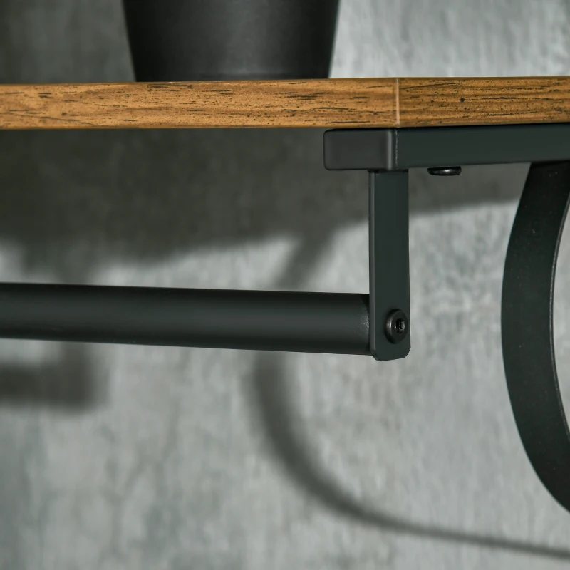 HOMCOM Mensola Portaoggetti Salvaspazio a Parete con 7 Ganci e Asta, in Acciaio e Truciolato, 66x30x27 cm