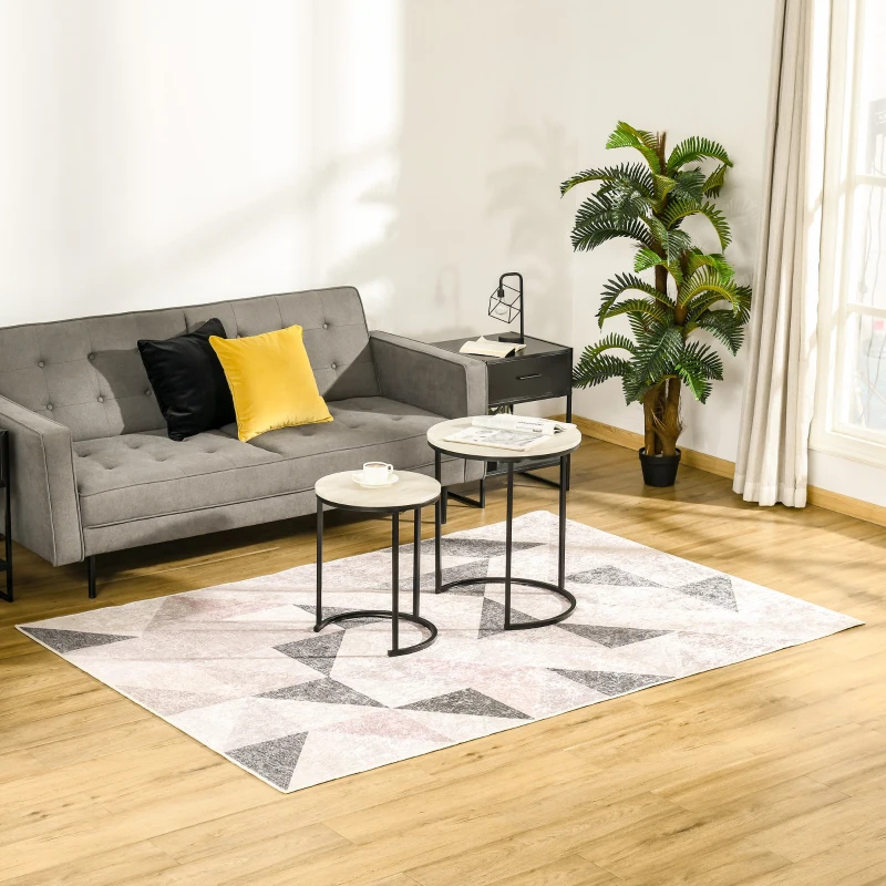 HOMCOM Teppich mit geometrischen Formen, Vliesbeschichtung, 230 cm x160 cm x 0,6 cm, Dunkelgrau + Hellgrau
