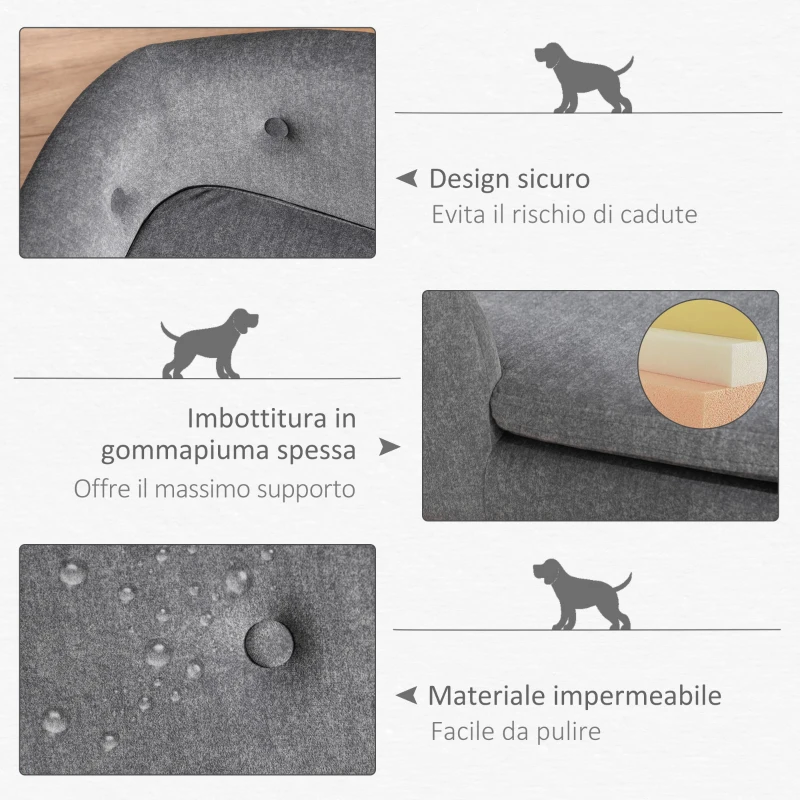 PawHut Cuccia per Cani di Taglia Piccola (Max 10kg) con Cuscino, 70x47x30cm - Grigio Antracite