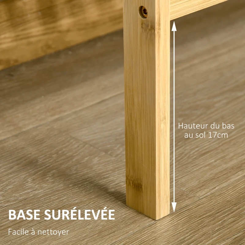 HOMCOM Étagère en bambou 3 niveaux - étagère pour plantes pots de fleurs - étagère de salle de bain - meuble de rangement salon cuisine bureau entrée - étagères à lattes - dim. 62L x 33l x 80H cm