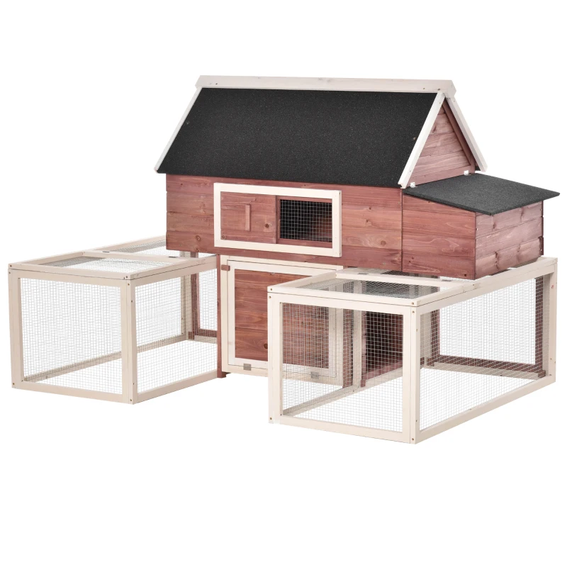 PawHut Pollaio Prefabbricato a Terra Gabbia per Galline Ovaiole con Recinto Mobile in Metallo Bianco 290x71x119cm