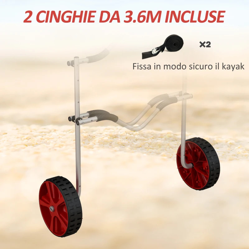 SPORTNOW Carrello Porta Kayak Regolabile su 3 Livelli in Alluminio per Canoa e SUP