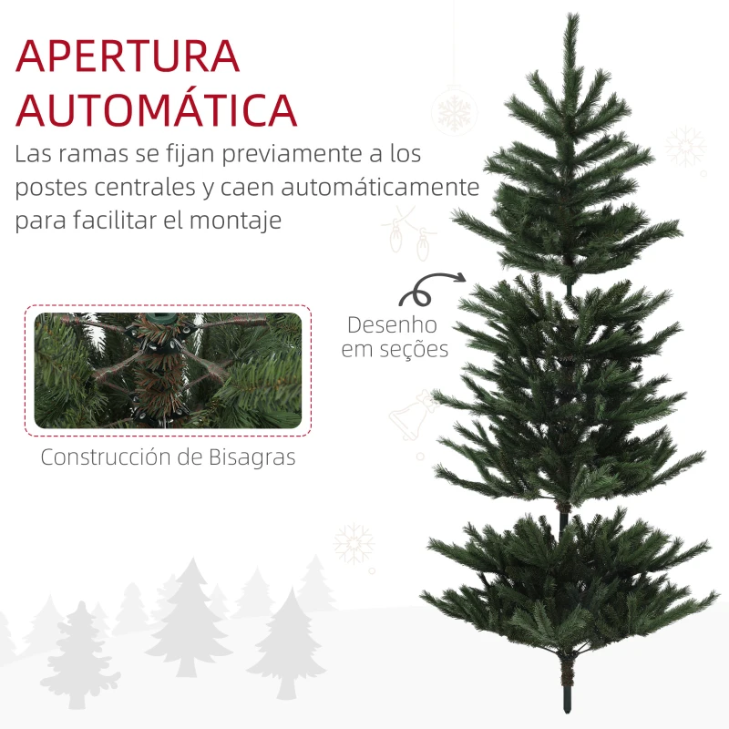 HOMCOM Árbol de Navidad Artificial 210 cm con 793 Ramas y Soporte de Acero Árbol Navideño para Salón Interior Verde