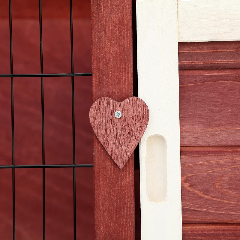 PawHut Bunny Hutch Outdoor 2-Tier Guinea with No-Leak Trays for Indoor and Outdoor 136 x 50 x 93cm - Red