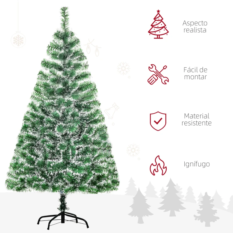 HOMCOM Árbol de Navidad Artificial de 150 cm con 416 Ramas Decoración Navideña para Interior Fiestas Ø75x150 cm Verde