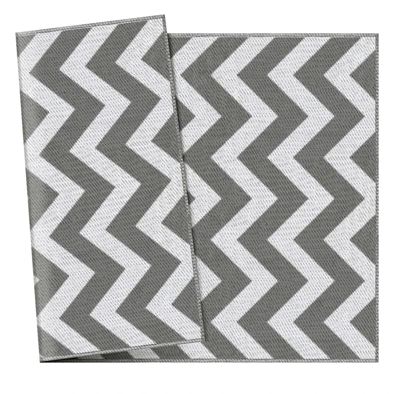 Outsunny Outdoor-Teppich, wasserdicht, doppelseitiges Design, hochwertige Kunststofffaser, hellgrau+weiß, 121 x 182 cm
