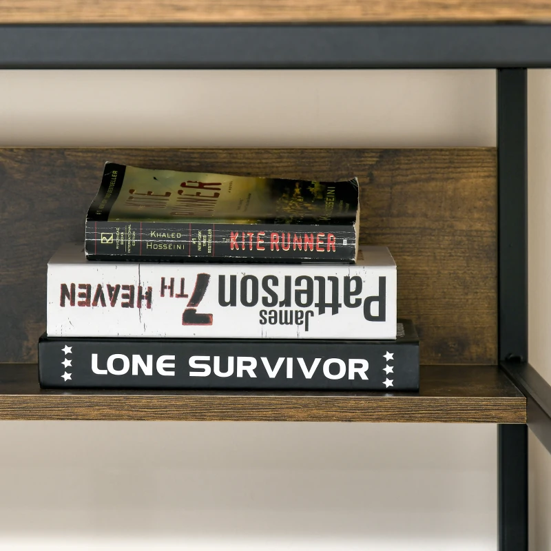 HOMCOM Escritorio Mesa de Ordenador Industrial con Estante Oculto Estructura de Madera y Metal para Estudio Hogar Oficina en Casa 120x60x75 cm Marrón Rústico