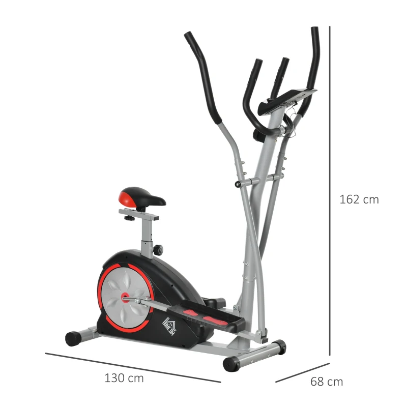 HOMCOM Vélo elliptique d'appartement vélo d'exercice magnétique 8 niveaux de résistance selle réglable écran LCD pour gymnase maison bureau noir