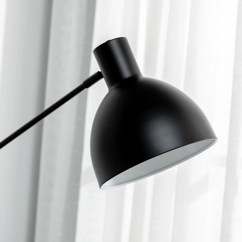 HOMCOM Stehleuchte im Industriedesign, höhenverstellbar, Bodenschalter; 30 m x 30 cm x 131 cm, Schwarz