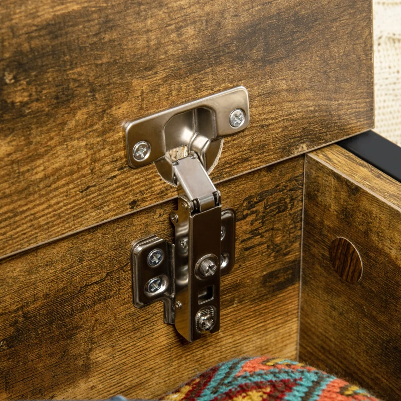 HOMCOM Banc coffre de rangement style industriel dim. 80L x 40P x 49H cm marron rustique et noir