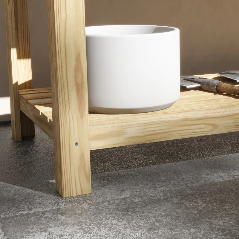 Outsunny Jardinière sur pieds avec séparateur amovible, étagère, Inserts d'irrigation, feutre de drainage 115L x 46l x 75H cm