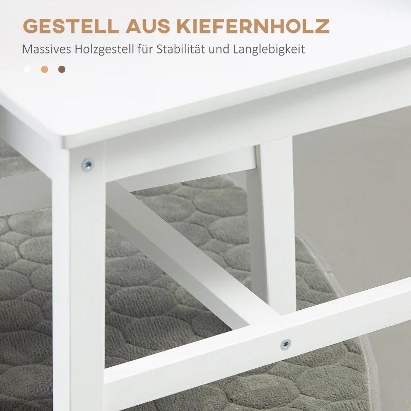 HOMCOM 2er-Set Esszimmerstühle Küchenstühle Stühle, Massivholz, 41 cm x 46,5 cm x 85,5 cm, Weiß