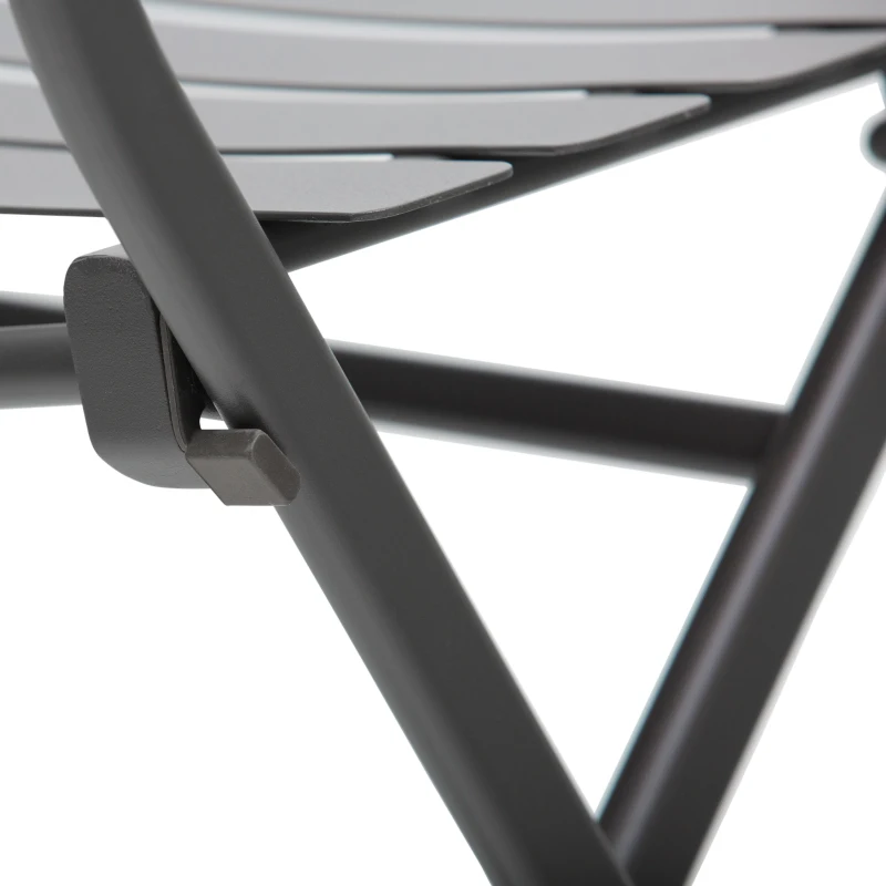 Outsunny Salon de jardin bistro pliable - table ronde Ø 60 cm avec 2 chaises pliantes - métal thermolaqué gris