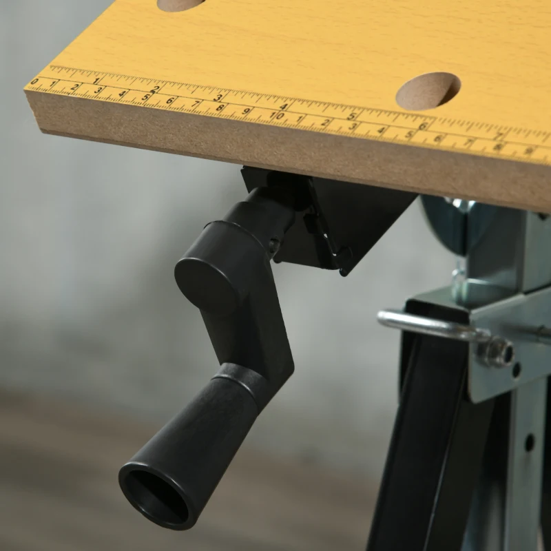 HOMCOM Werkbank mit Winkeleinstelltabelle Werktisch Arbeitstisch Arbeitsplatte höhenverstellbarer Tisch Eisen MDF Beige + Schwarz 65 x 60,5 x 85-110 cm