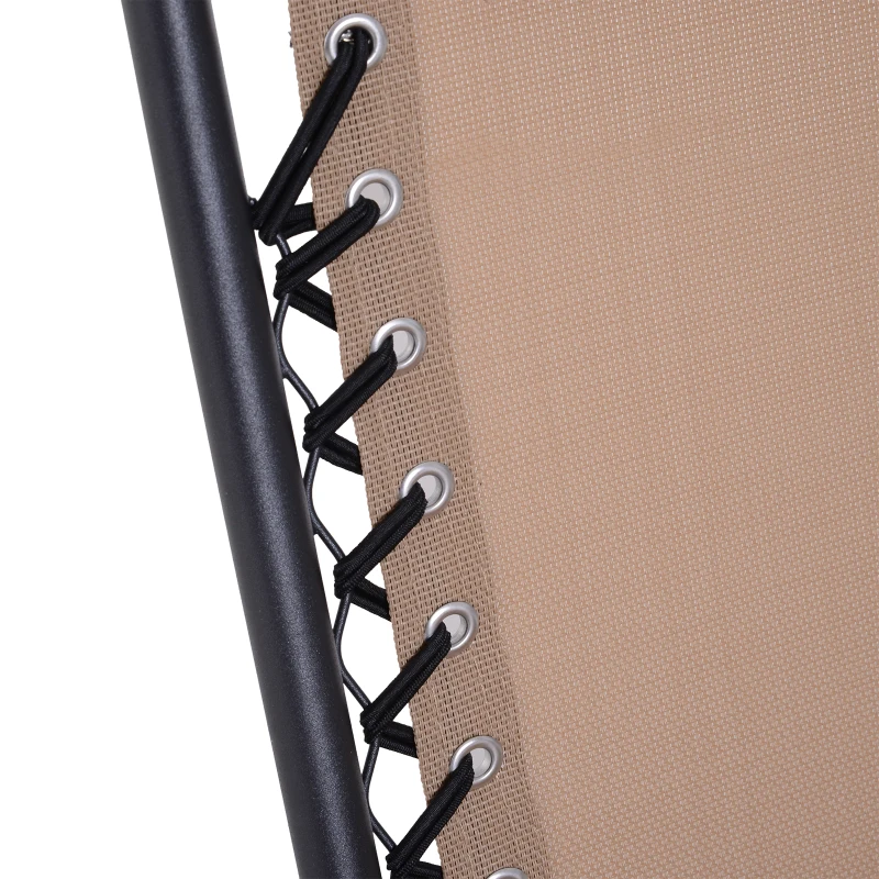 Outsunny Tumbona Plegable de Jardín Silla Gravedad Cero Sillón de Playa Relajante Texteline Marco Acero Carga 120kg 90x65x110 cm Beige