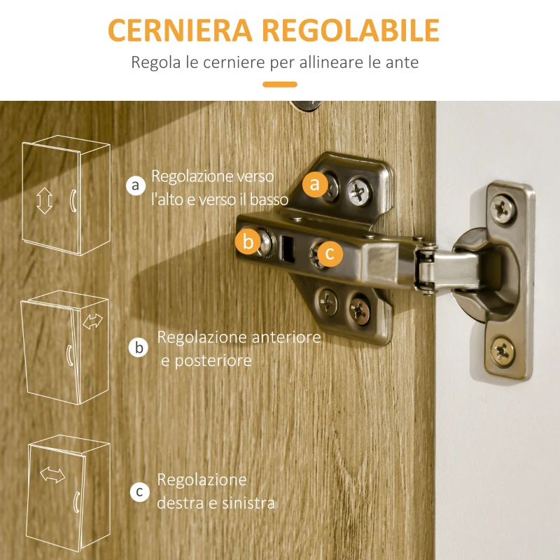 HOMCOM Credenza moderna multiuso con 4 ante quadrate in legno, 100x41.5x107cm, Bianco