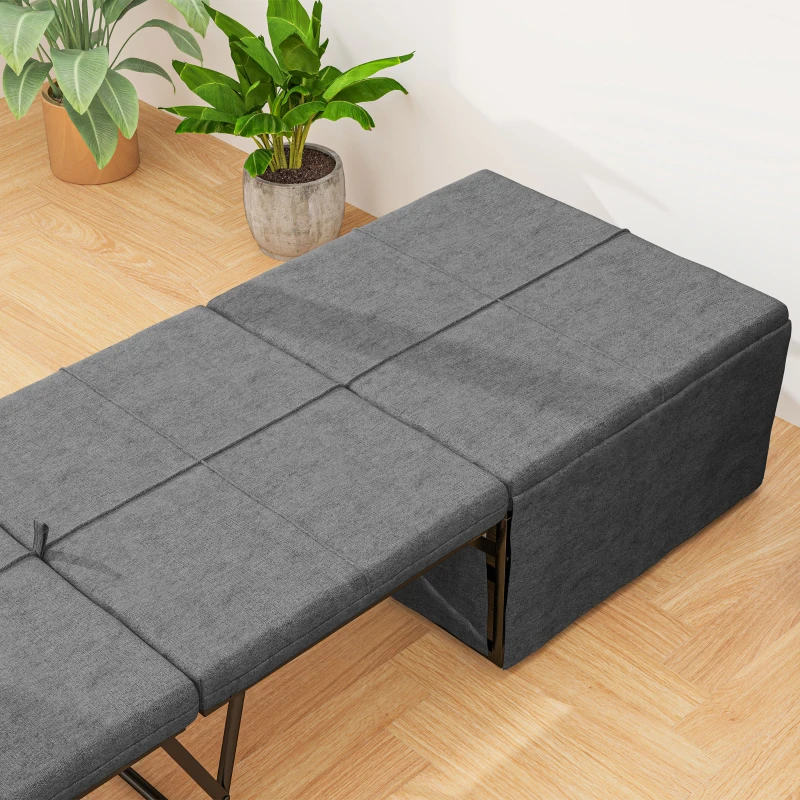 HOMCOM Folding Bed with Linen Sponge Mattress and Dust Cover, Foldable Guest Bed Compact Single Bed with Metal Frame, 69 x 181.5 cm, Grey(m-7)
