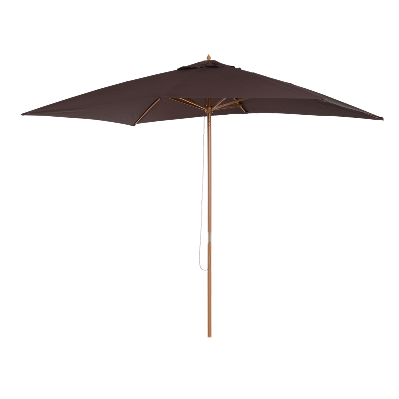 Outsunny 2 x 3m Wooden Garden Parasol Umbrella Outdoor Sun Shade Canopy, Dark Coffee