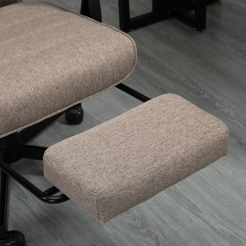 Vinsetto Silla de Oficina Reclinable con Altura Ajustable Reposabrazos y Reposapiés Retráctil 68x67x106-114 cm Marrón