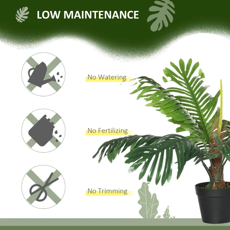 Outsunny 2 Pack 60cm Artificial Palm Tree Decorative Plant with Nursery Pot, Fake Tropical Tree for Indoor Outdoor Decor