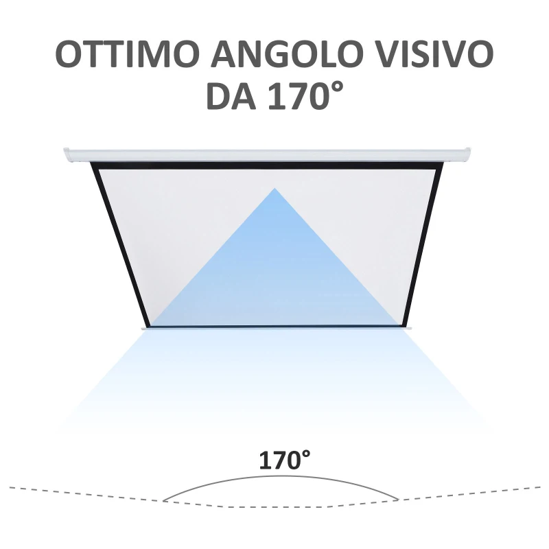 HOMCOM Schermo per Proiettore 100 Pollici Formato 4:3 Regolabile con Telecomando, Schermo di Proiezione Motorizzato Compatto, Installazione a Parete o Soffitto, 203x152 cm, Bianco