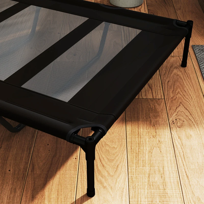 PawHut Cama Elevada para Perros Grandes Cama para Perros con Zona de Malla Transpirable y Bolsa 122x92x23 cm Negro