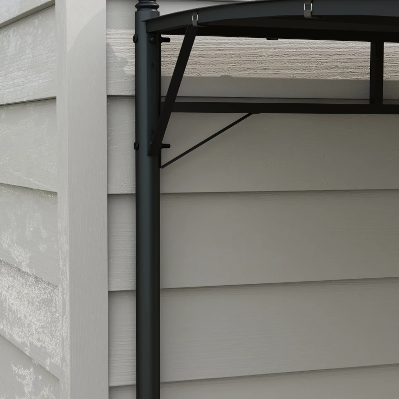 Outsunny Pergola Gazebo con 12 Fori di Drenaggio, in Metallo e Poliestere, 400x296x200/262 cm, Grigio Scuro
