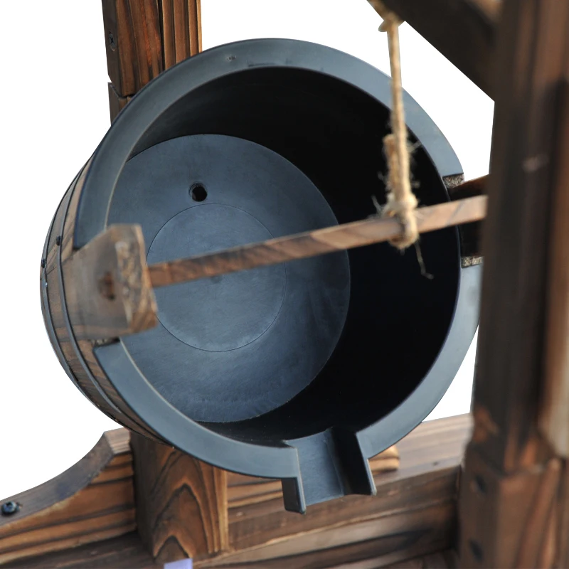 Outsunny Fontaine de Jardin d'ornement - puit de Jardin - dim. 57L x 50l x 112H cm - Pompe à Eau Submersible Incluse - Bois Sapin traité carbonisation