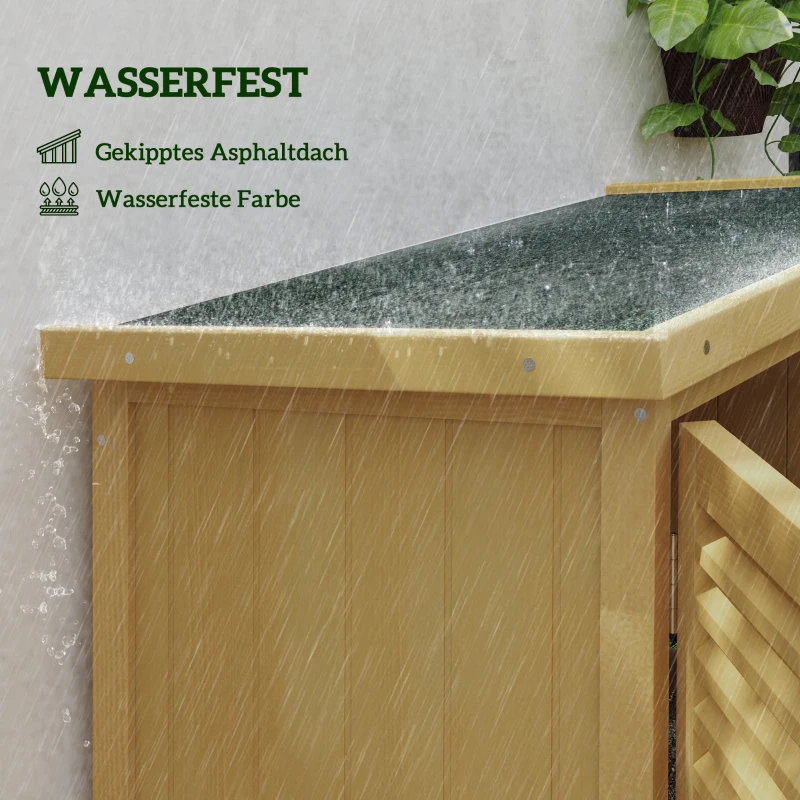 Outsunny Gartenkommode wetterfest, 2 Türen mit Schloss, Kiefernholz, 87L x 46,5B x 160H cm, Hellgelb(m-4)