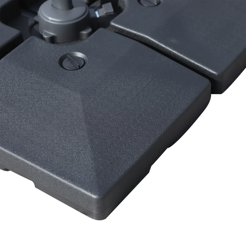 Outsunny Pesos para Base Cruzada de Sombrilla Parasol 4 Piezas Rellenables con Agua de 20 kg o Arena de HDPE de 30 kg 51x51x12cm Negro