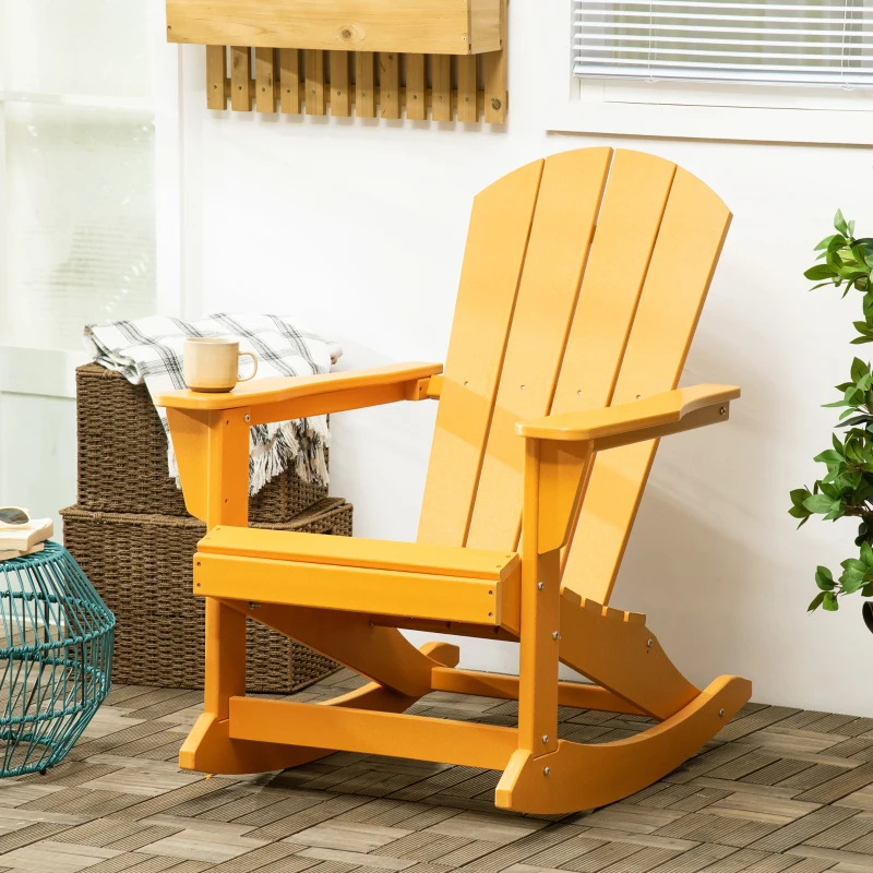 Outsunny Fauteuil à bascule Adirondack rocking chair de jardin en HDPE 73,5 x 93 x 91,5 cm orange
