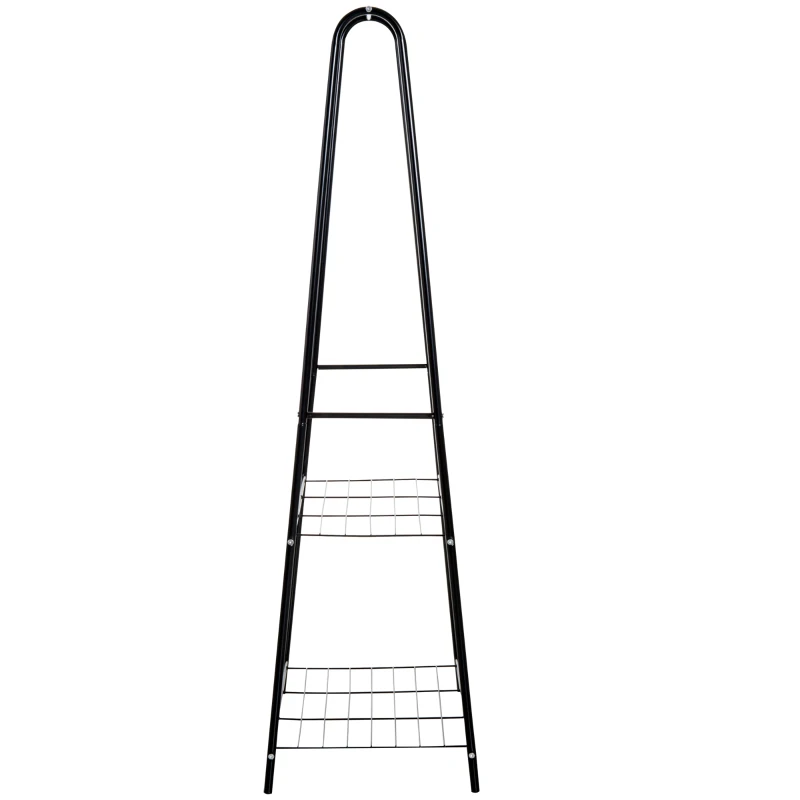 HOMCOM Perchero Burro Colgador para Ropa Zapato con Barra Superior para Ropa y Estante Inferior para Zapatos 77x45x160cm Acero