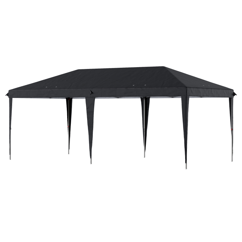 Outsunny Pop Up Gazebo 3 x 6m, Foldable Canopy Tent, Height Adjustable Wedding Awning Canopy w/ Carrying Bag, Black