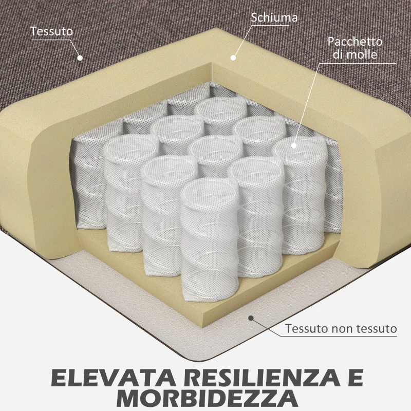HOMCOM Poltrona per Salotto in Stile Francese con Seduta Imbottita e Cuscini, in Poliestere, 74x86x102 cm, Marrone