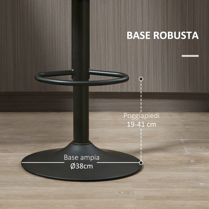 HOMCOM Set 2 Sgabelli da Bar Girevoli con Poggiapiedi e Altezza Regolabile, 35x36x64-85cm, Marrone