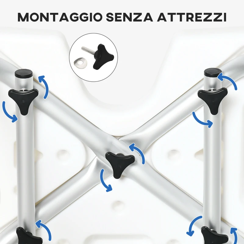 HOMCOM Sedia per doccia per Anziani, Disabili e Donne Incinte Imbottita con forma a U, 54x52x70-82cm, Bianco