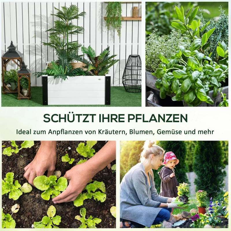 Outsunny Hochbeet, verstärkte Kanten, wetterbeständig, 91,5 cm x 91,5 cm x 41 cm Schwarz + Weiß