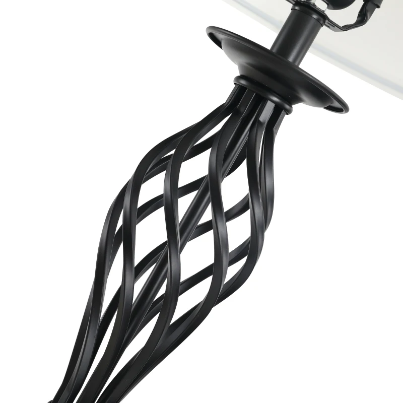 HOMCOM Set 3 Pezzi: 1 Lampada da Terra e 2 Lampade da Tavolo in Metallo, Design Vintage, Lampadine E27, Nero e Bianco