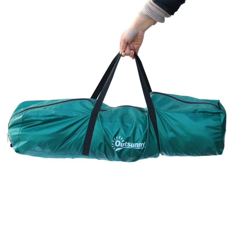 Outsunny Tente pop up montage instantané - tente de camping 3-4 pers.  - 2 portes + 2 fenêtres - dim. 2,1L x 2,1l x 1,4H m fibre verre polyester oxford vert turquoise