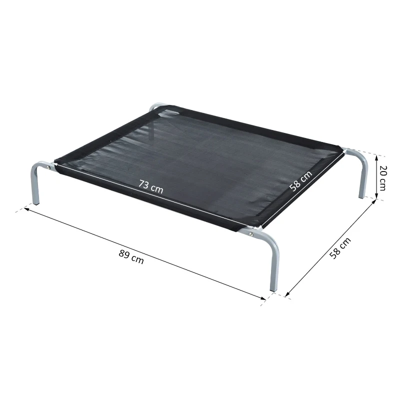 PawHut Cama Elevada para Mascota Cama Perro para Dormir Viajar Exterior Transpirable y Desmontable Tejido Texteline y Marco Acero 89x58x20cm