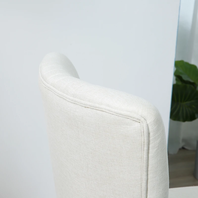 HOMCOM Poltrona Imbottita per Soggiorno e Sala in Stile Nordico, Poltroncina da Camera in Tessuto e Gambe in Legno, Bianco