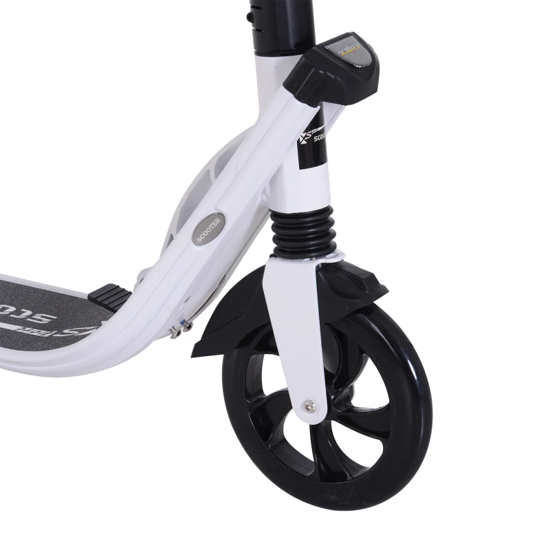HOMCOM Monopattino Scooter Monopattino Pieghevole Regolabile con Serratura Rinforzata per Adulti e Bambini in Alluminio, PP, PU 93.5 x 38  x 95-105 cm Bianco