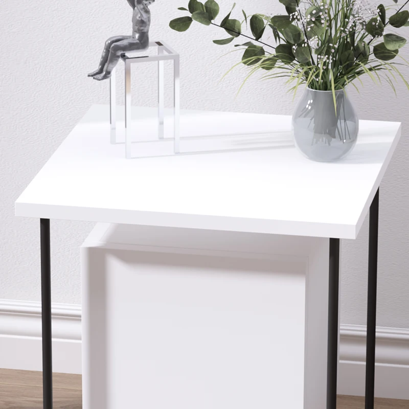 HOMCOM Comodino Moderno con Armadietto e Mensola in Legno e Gambe in Metallo, 40x40x45cm