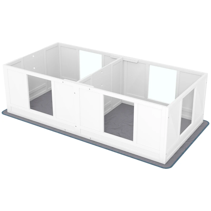 PawHut Two Room Design, Whelping Box for Dogs with Whelping Pad, Clear Panels, Adjustable Entrance, for Small Dogs, 164 x 80cm